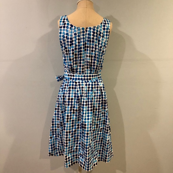 Calvin Klein Blue and White Polka Dot Sleeveless Dress - Picture 6 of 7